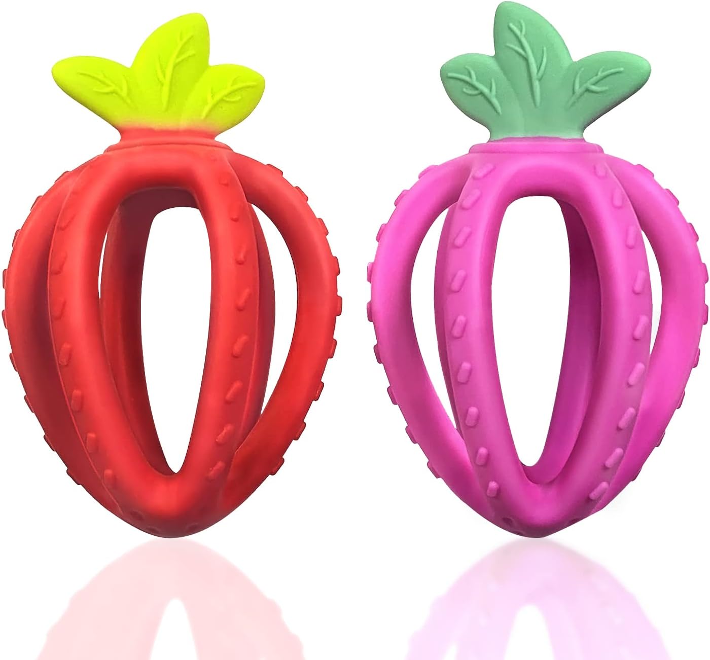 Baby Teething Toys, Seeway Strawberry Shaped Silicone Teether for Babies,Easy to Hold,BPA Free Silicone Teethers for Babies 3 Months Old+,Boy, Girl, Infant, Shower Gifts