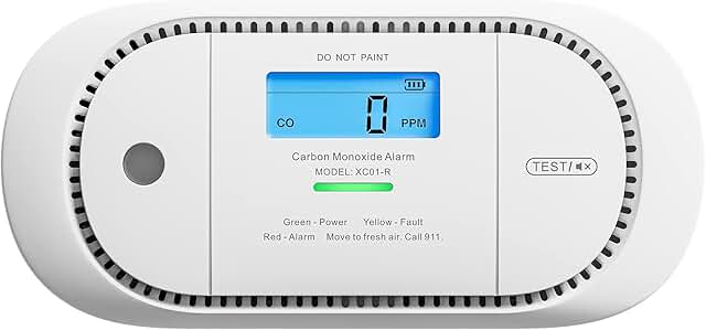 X-Sense Carbon Monoxide Detector Alarm with Digital LCD Display, Replaceable Battery CO Alarm Detector with Peak Value Mem...