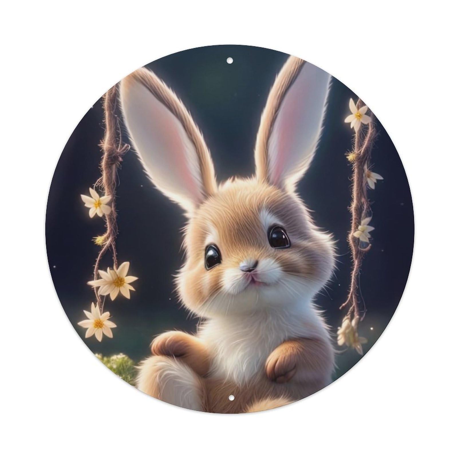 Animal Artwork Cute Little Bunny Vintage Metal Tin Sign Plaque Wall Decor for Cafe, Club Bar, Office, Garden Metal Poster 8x8Inch