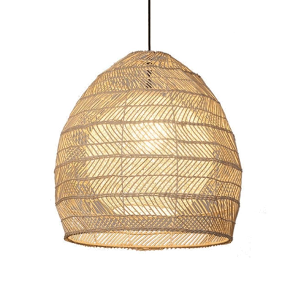Braided lampshade, Bamboo and Rattan Branches, Various Sizes, Adjustable Suspension, Suitable for Dining(50cm)