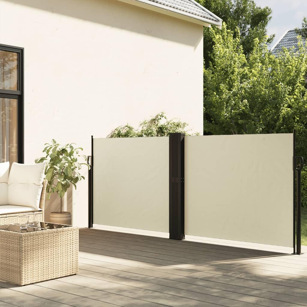 Retractable Double Side Awning, 140 x 1200 cm, poliéster crema