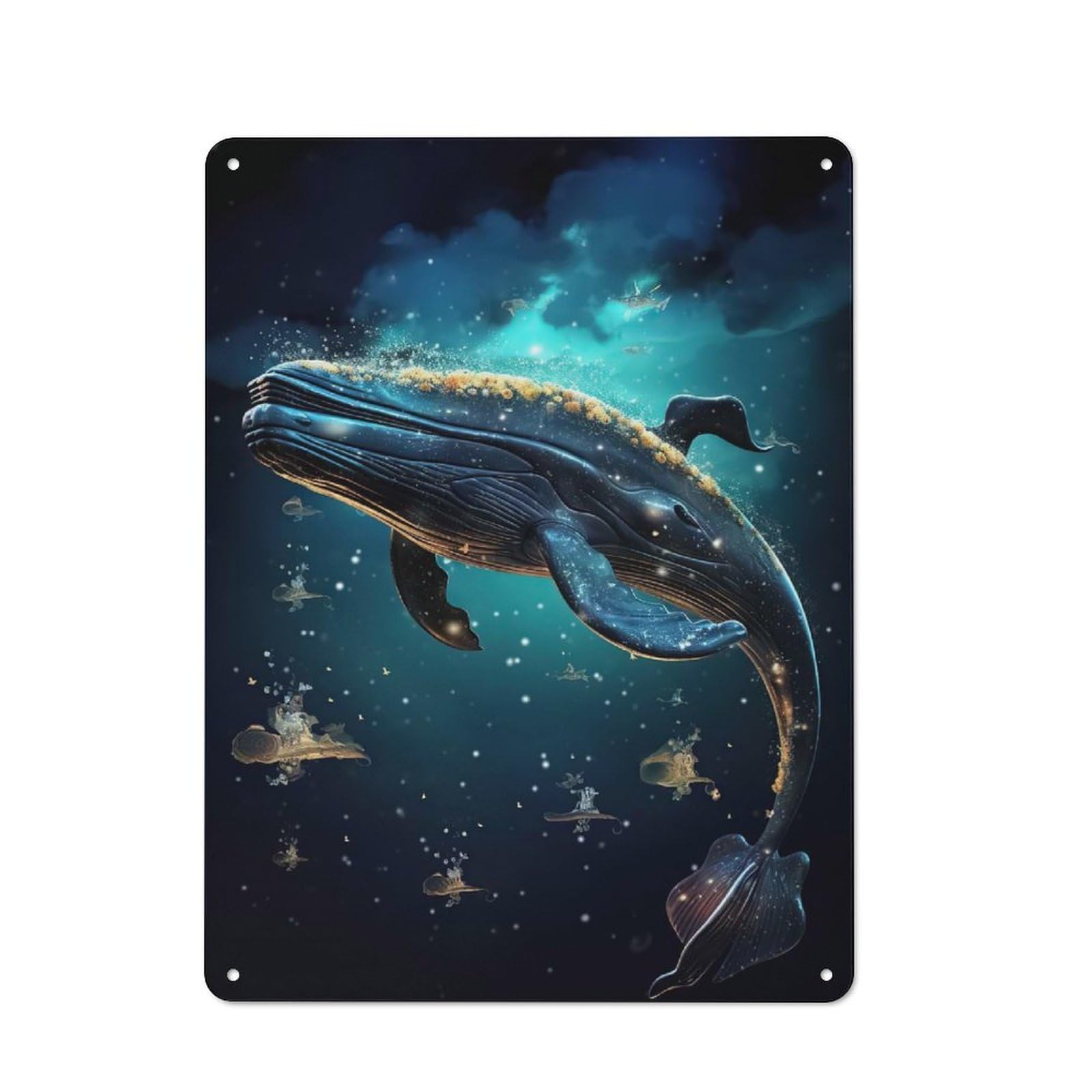Magical Whale Rustic Tin Sign 40x30cm for Café Or Restaurant, for Café Owners And Decorators, for Retro Home Interiors