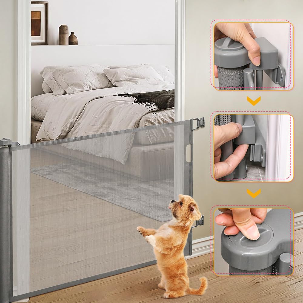 Barrera de seguridad retráctil, escalera para bebés infantiles, 0-180 cm, barrera retráctil infantil, barrera de seguridad enrollable para escaleras, corredor, interior y exterior