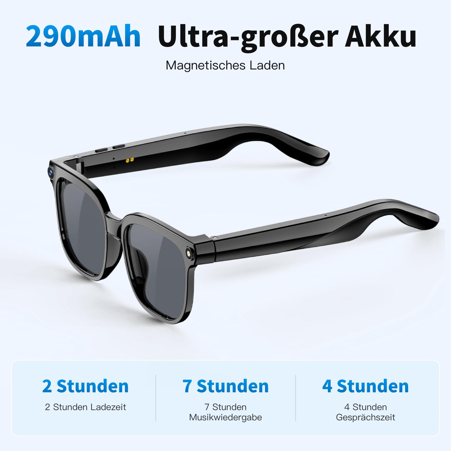 32 GB AI-Smartbrille 8MP HD Camera, 4K Anti-Shake Video Recording, 290mAh Battery,Support for Video Recording and Real Time Translation