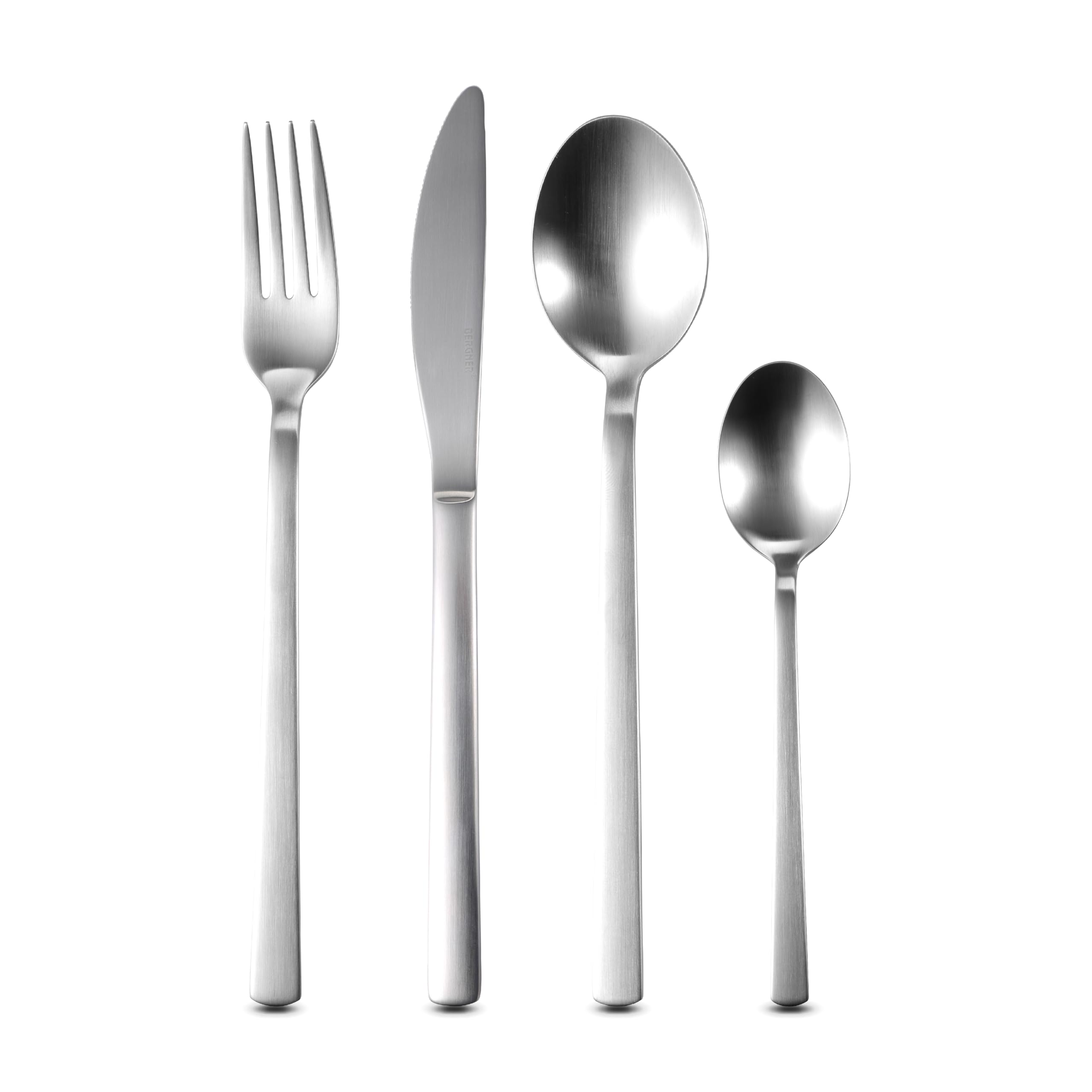 BERGNER NICE - Set 24 pezzi di posate in acciaio inox - Include coltelli, forchette, cucchiai, cucchiai da tavola - Spessore 2,5 mm - Finitura opaca - Ecologico - Lavabile in lavastoviglie