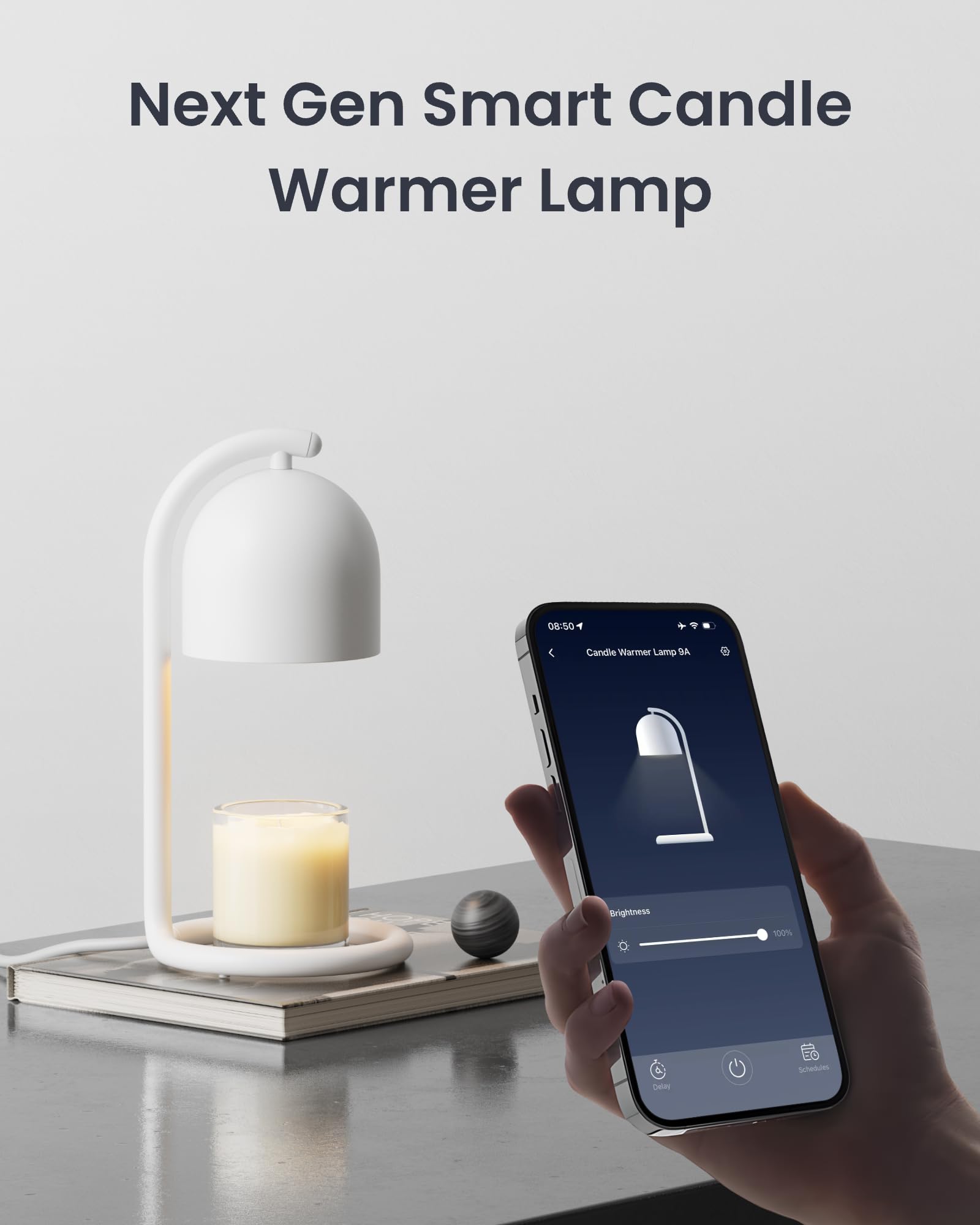 SwitchBot Lampe Chauffe Bougie avec Coffret Cadeau, Candle Warmer Lamp compatible Matter pour Apple Home & Alexa, Minuterie et Variateur Lampe Bougie électrique pour Parfumées Maison, Chambre, Blanc