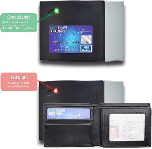 Miniatura 5 de ANDOILT Cartera delgada para hombre, de piel auténtica, bloqueo RFID, costuras ultra fuertes, elegantes carteras con ventana de identificación, L1