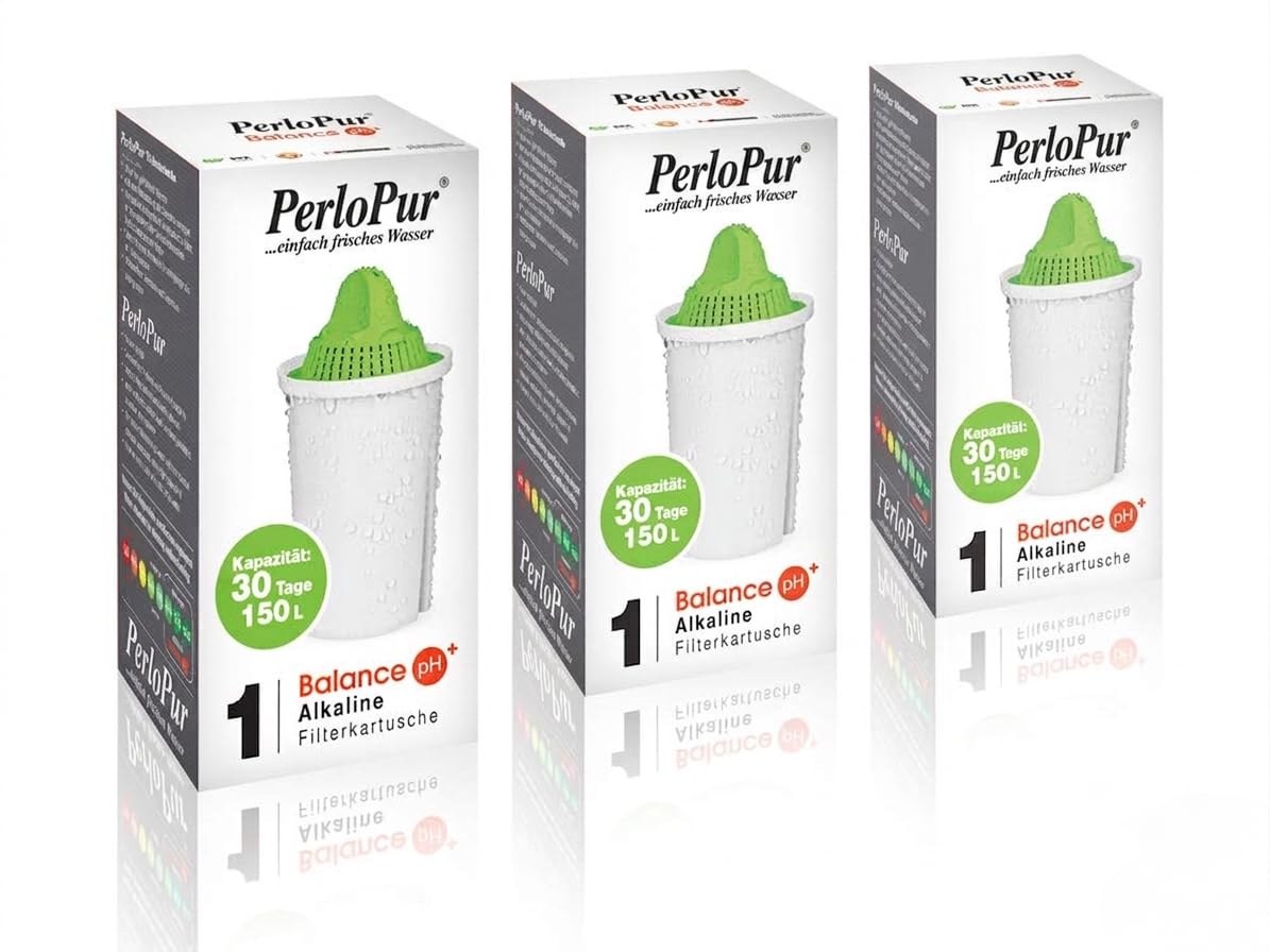 PearlCo Alkaline classic - Produit de l'eau alcaline - Pack de 3 cartouches filtrantes (compatible avec Brita Classic)
