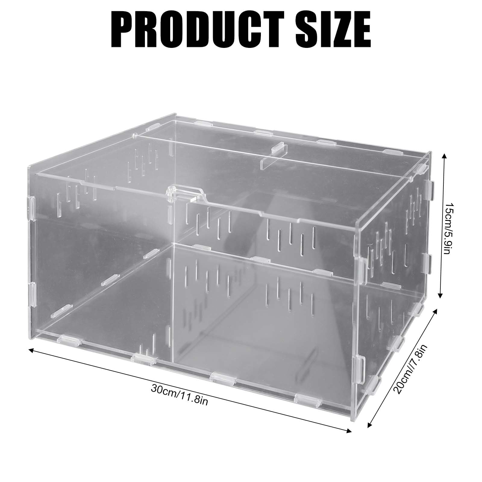 Boîte d'alimentation en acrylique pour reptiles, escargots, terrariums et insectes - Boîte de transport pour tortues d'eau, araignées, hamsters et ermites