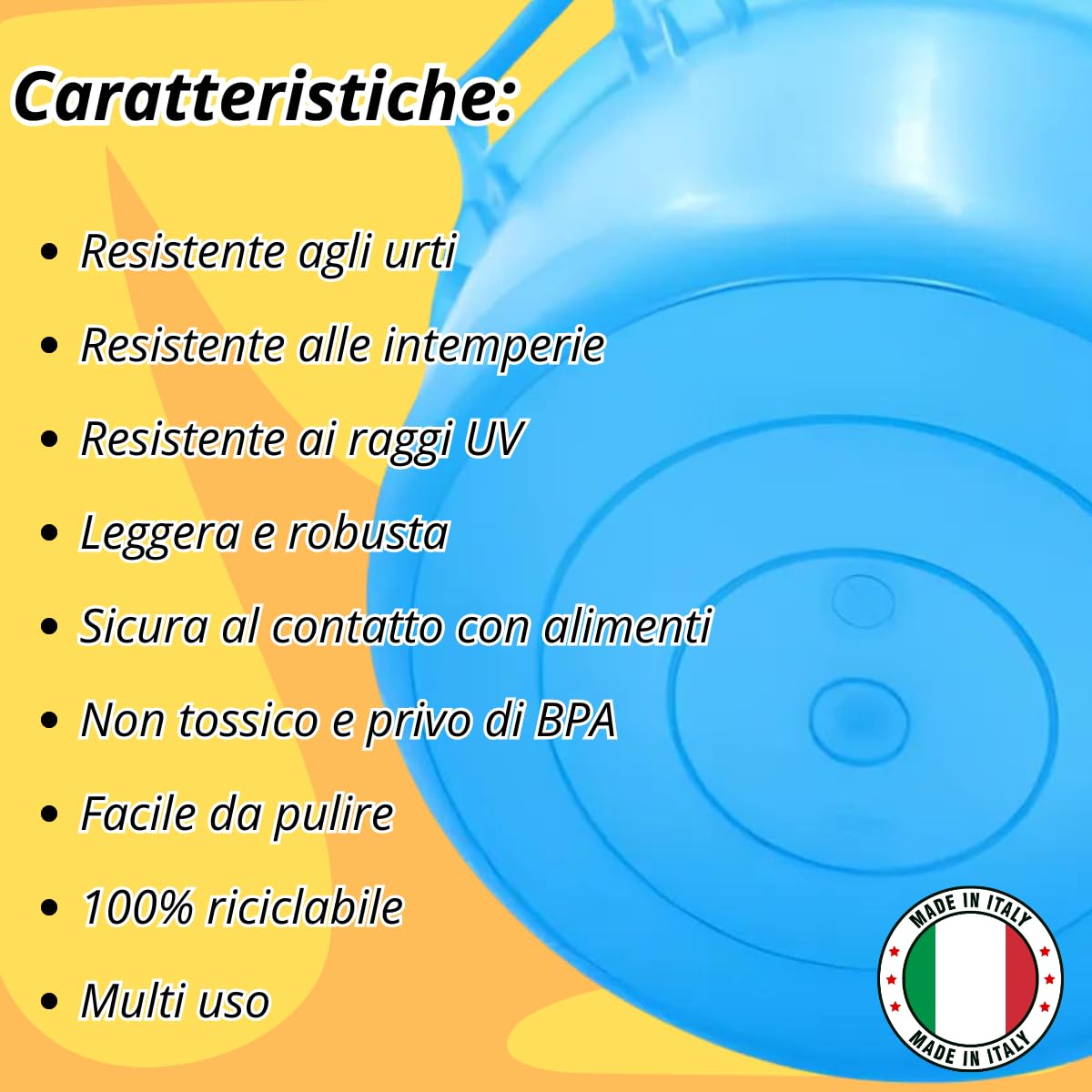 TOMAINO - Bassine à lessive en plastique rigide ronde – Conteneur à linge multifonction pour maison, lavage du linge et chien – Cuvette à lessive 18 l Ø 45 cm