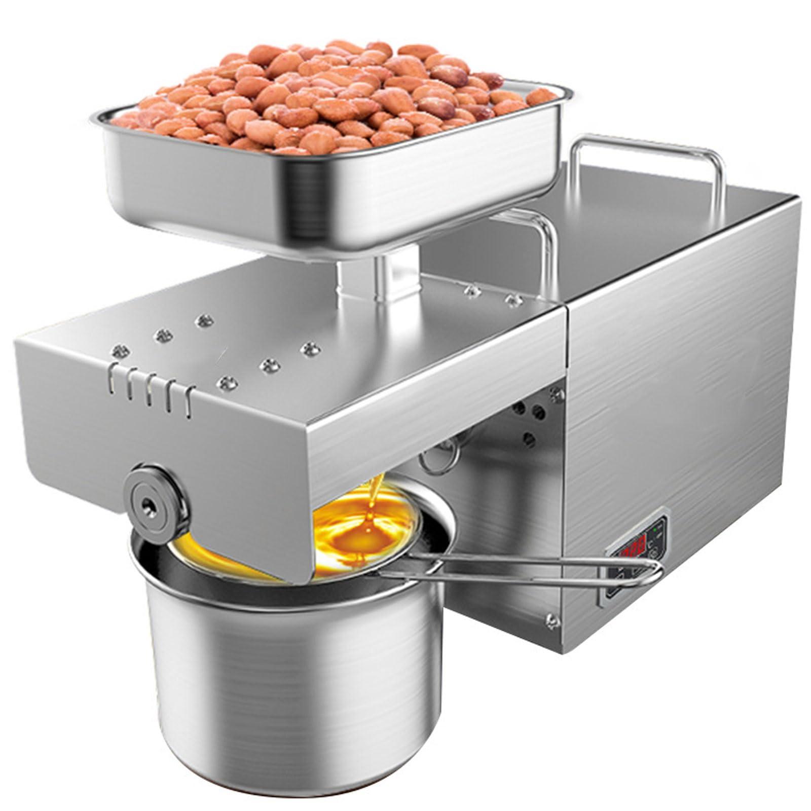 Aioneer 600W Industrial Oil Press Machine, Electric Stainless Steel Automatic Cold & Hot Press Oil Expeller, Intelligent Temp Controller, For Raw Seeds, Nuts