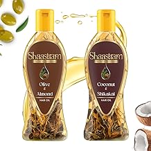 Olive Almond and Coconut Shikakai Herbal Hair Oil Combo with Sesame, Brahmi, Ashwagandha, Tulsi Oils Extract & Real Ayurvedic Herbs | Natural Hair Growth for Men Women (180ml, Set of 2)