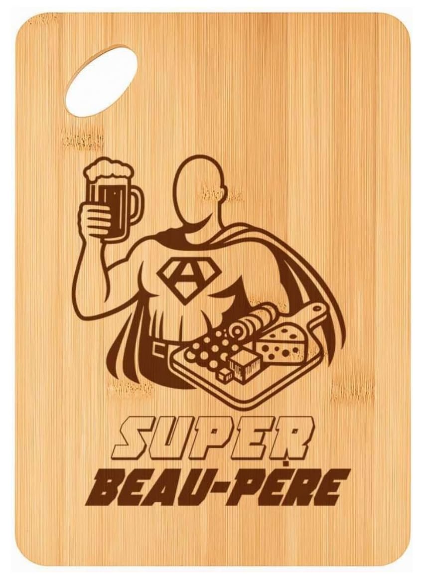 Planche à découper Super Beau-Père en bambou pour la Fête des Pères