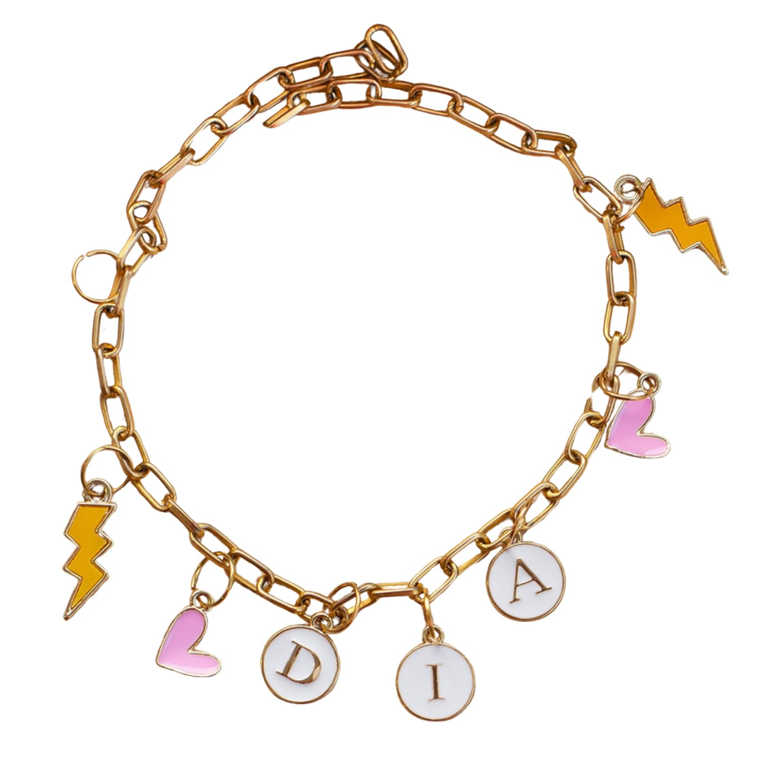 CONFETTI GIFTS Personalized Charm Name Bracelet for Woman | Metal Chain With Enamel Charm | Bracelet for Women Girls | Customized Bracelet | Birthday Anniversary Gift (B0CR3SRLJL) Amazon Price History, Amazon Price Tracker