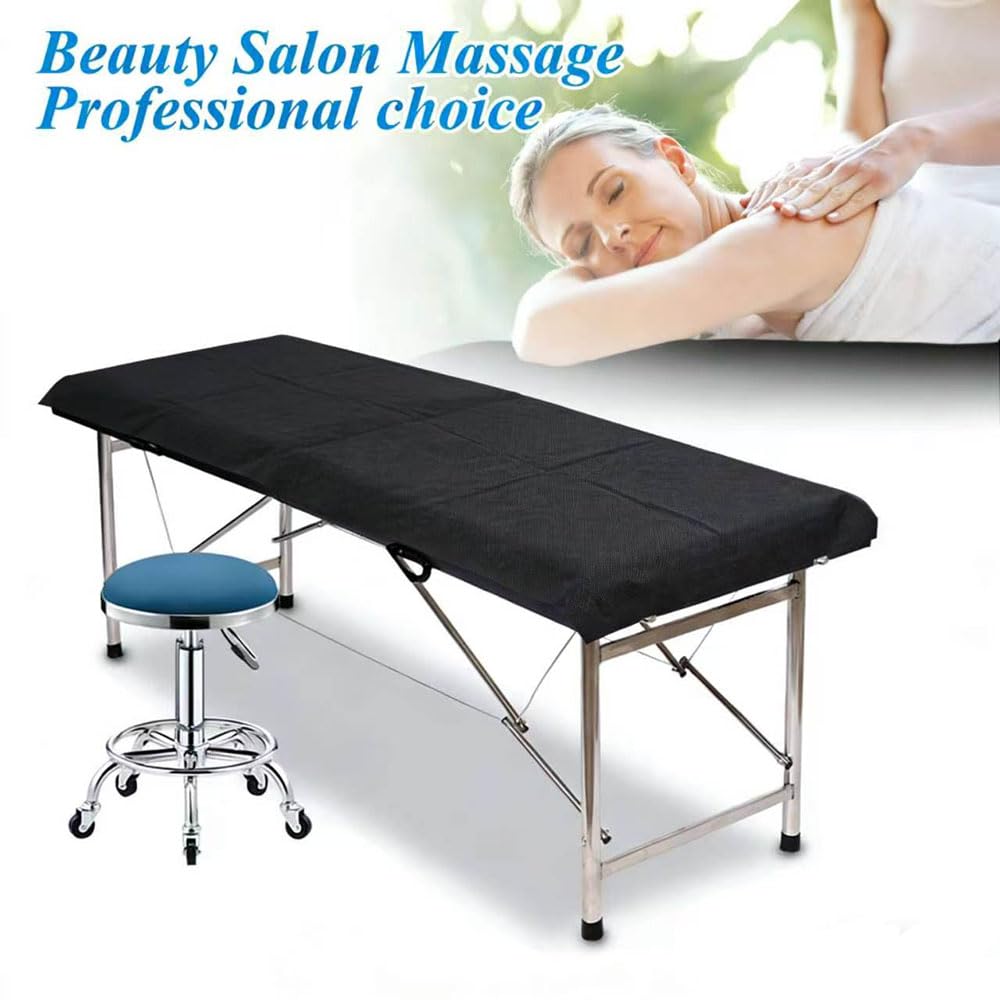 100 sábanas desechables de 31.5 x 71 pulgadas, con revestimiento no tejido, impermeables y a prueba de aceite, higiénicas y cómodas para masajes, tatuajes, belleza, spa, transpirables y duraderas