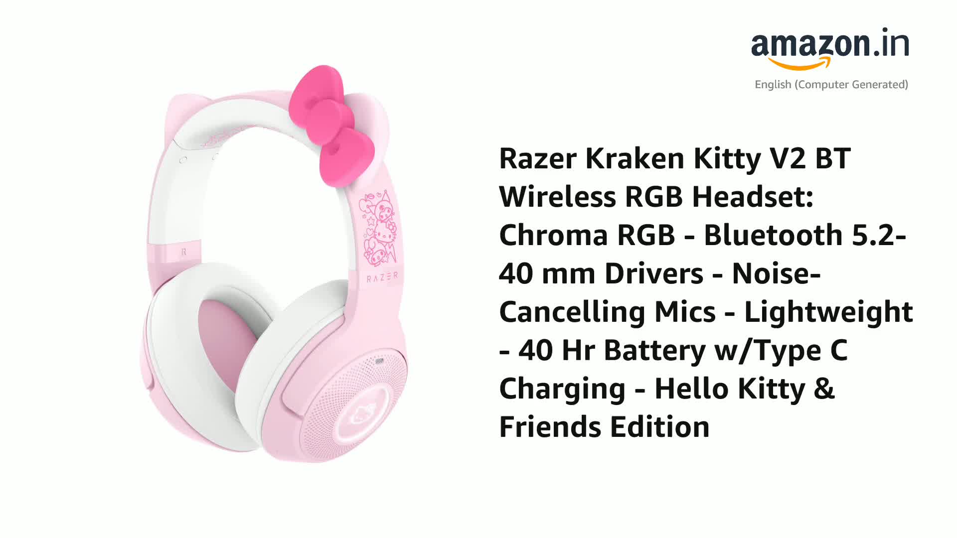 Razer Kraken Kitty V2 BT Wireless RGB Headset: Chroma RGB
