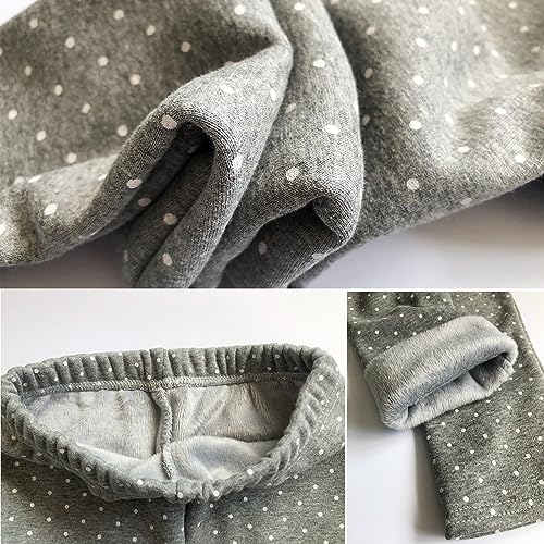 Kiench Girls Fleece Lined Leggings Polka Dot Pack of 2 Kids Winter Thick Warm Pants4