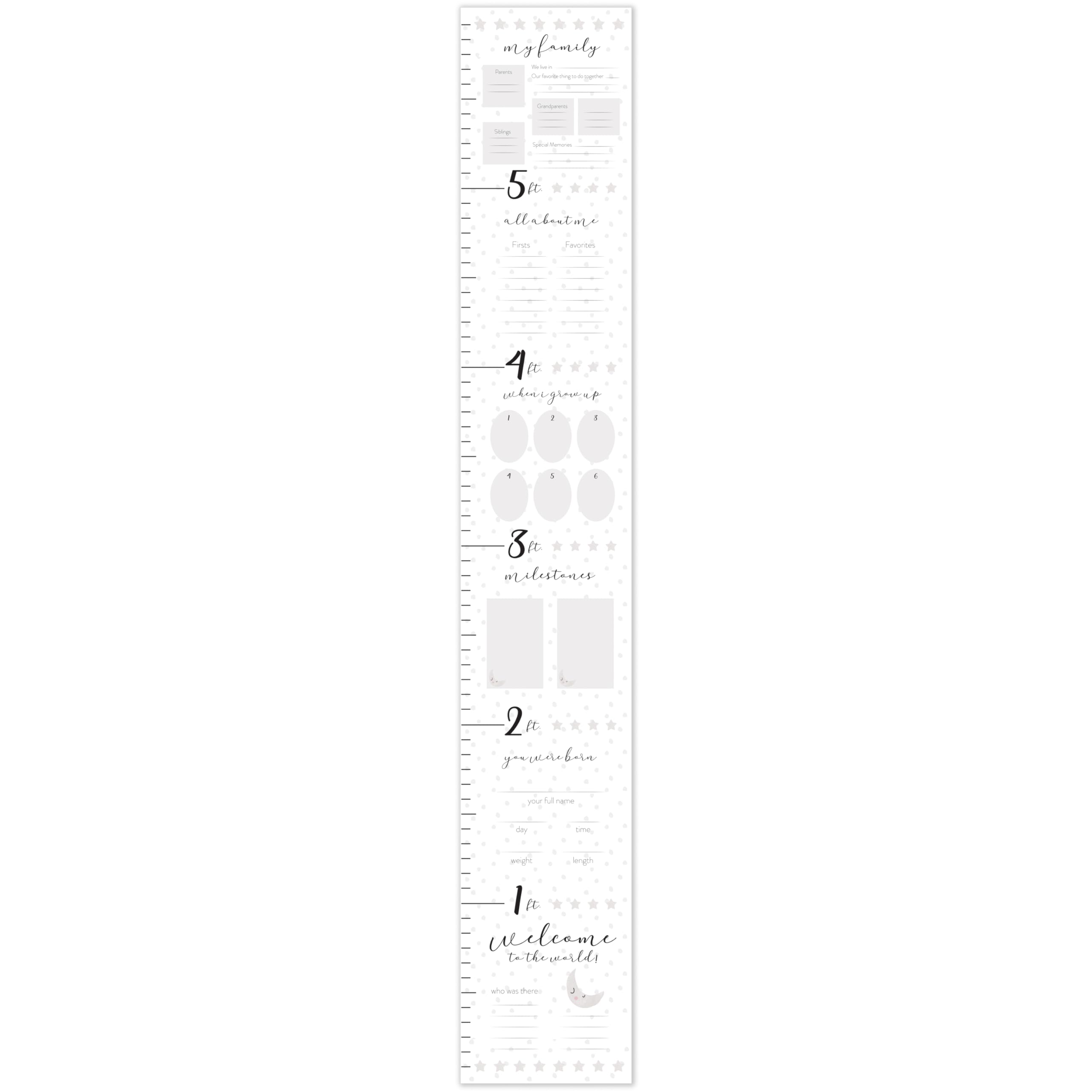 Photo 1 of C.R. Gibson tle Moon Vinyl Baby Keepsake Growth Chart for Walls, 8" x 72", Multicolor