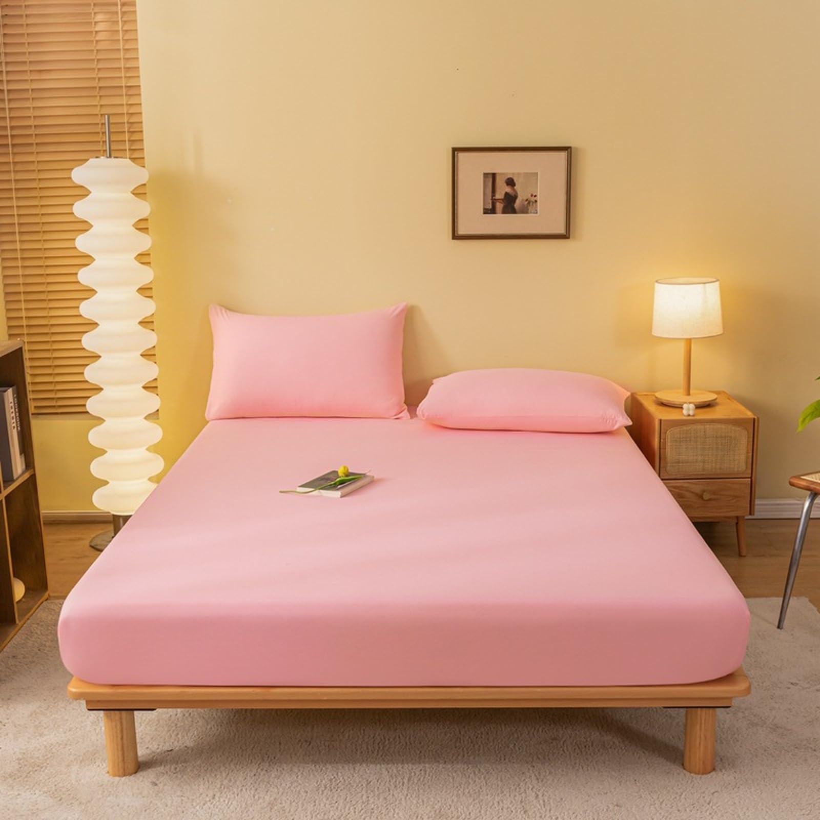 JIANINGHOME Fitted sheet 90x200,Fitted Sheets Combed Cotton, Soft Feel Jersey stretch bedsheet up to deep corners