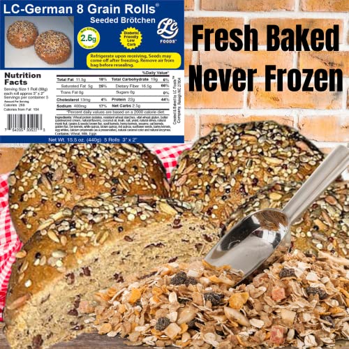 Low Carb Seeded Multi Grain Rolls 5 Pack - Fresh Baked | All Natural | Sugar-Free | No Artificial Sweeteners | Diabetic Friendly |15.5 Oz #TOP5