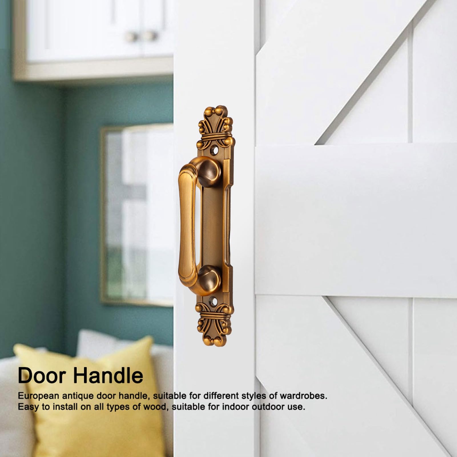 Zerone European Door Handles ,Antique Brass Door Handles Door Pull Handle Zinc Alloy Door Handle Wardrobe Handle Cabinet Door Handle Door Handle Pulls forMost Doors Cabinet Drawer - Image 2