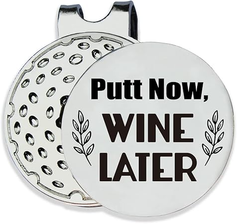 Review TSUYAWU Putt Now Wine Later Golf Ball Marker – Funny Golf Marker with Magnetic Hat Clip Golf Novelty Gift – Golf Accessories Gifts for Golf Lovers Golfer Men Friends