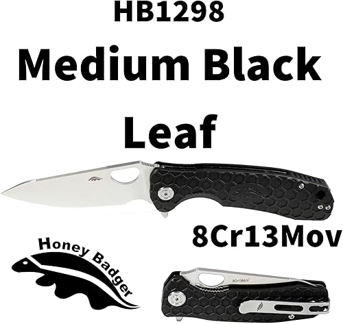 Miniatura 10 de HB1301 Cuchillo de bolsillo de hoja de tejón de miel de 3.19 pulgadas hoja de acero inoxidable ligero 2.96 oz plegable utilidad EDC bolsillo