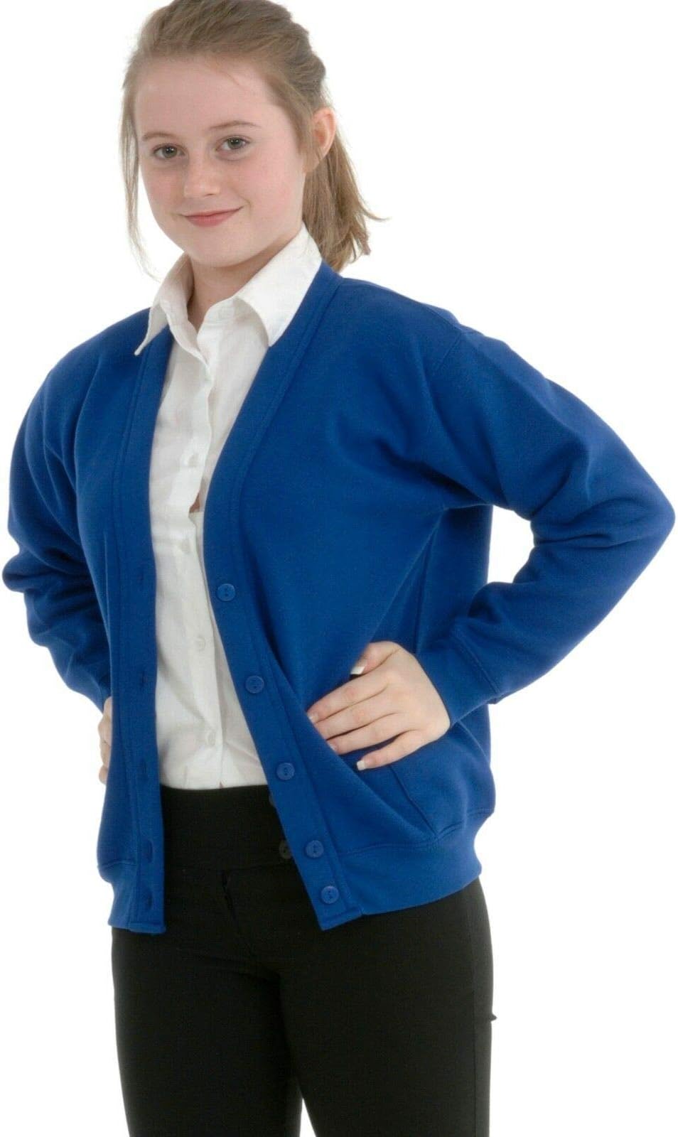 Miss Chief Girls School Cardigan Fleece Sweatshirt Uniform Schoolwear Age 2 3 4 5 6 7 8 9 10 11 12 13 14 + Adult Sizes