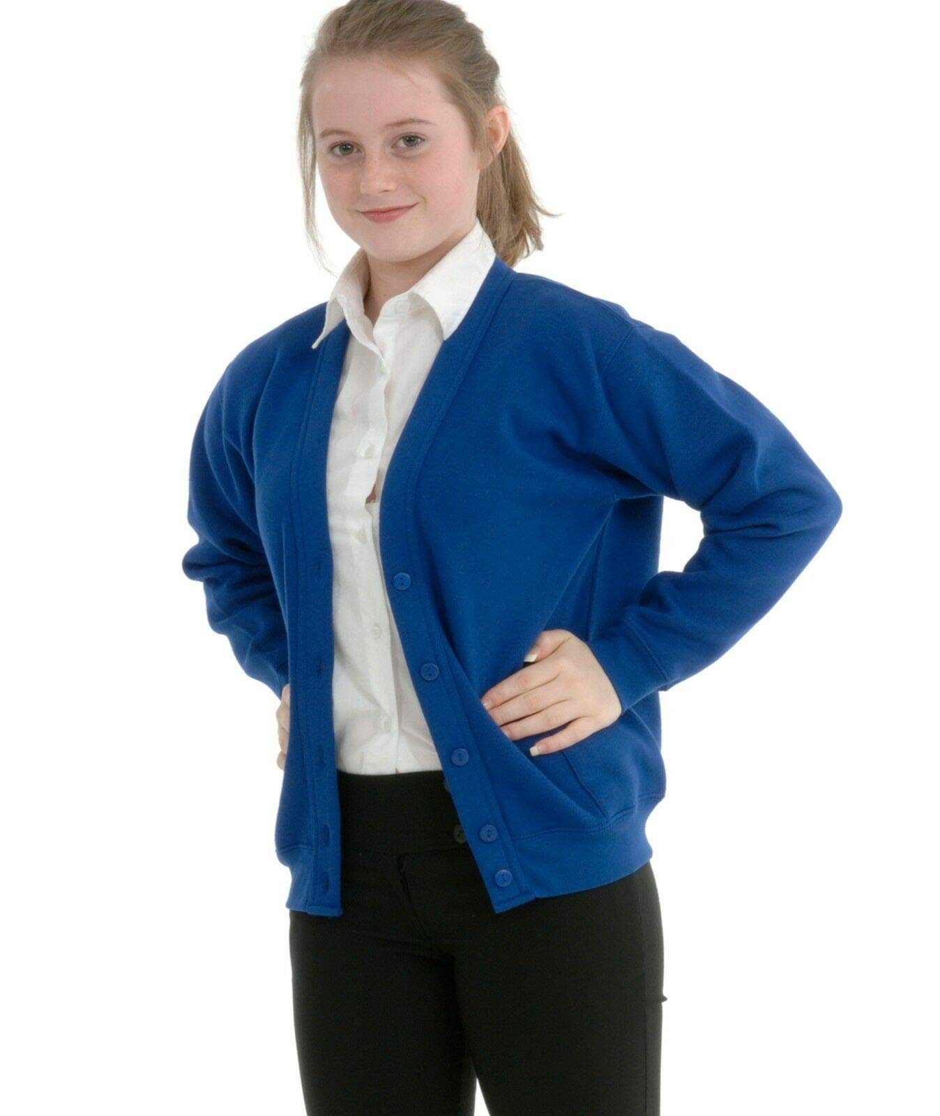 Miss Chief Girls School Cardigan Fleece Sweatshirt Uniform Schoolwear Age 2 3 4 5 6 7 8 9 10 11 12 13 14 + Adult Sizes