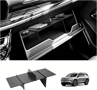 LUWU Acadia 2026 2027 Glove Box Organizer Compatible with 2024 2025 2026 2027 GMC Acadia Accessories Passenger Side Storage Divider Partition Insert Box ABS Glove Storage Compartment Organizer Tray