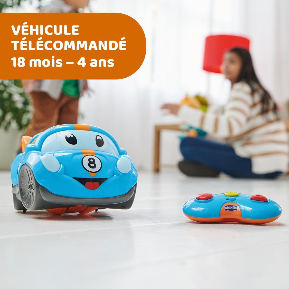 Chicco Rolly Coupe RC RC Car with Remote Control, Rotating Technology, 3 Interactive Buttons, Horn and 20+ Sounds and Melodies, for Children 18 Months to 4 Years