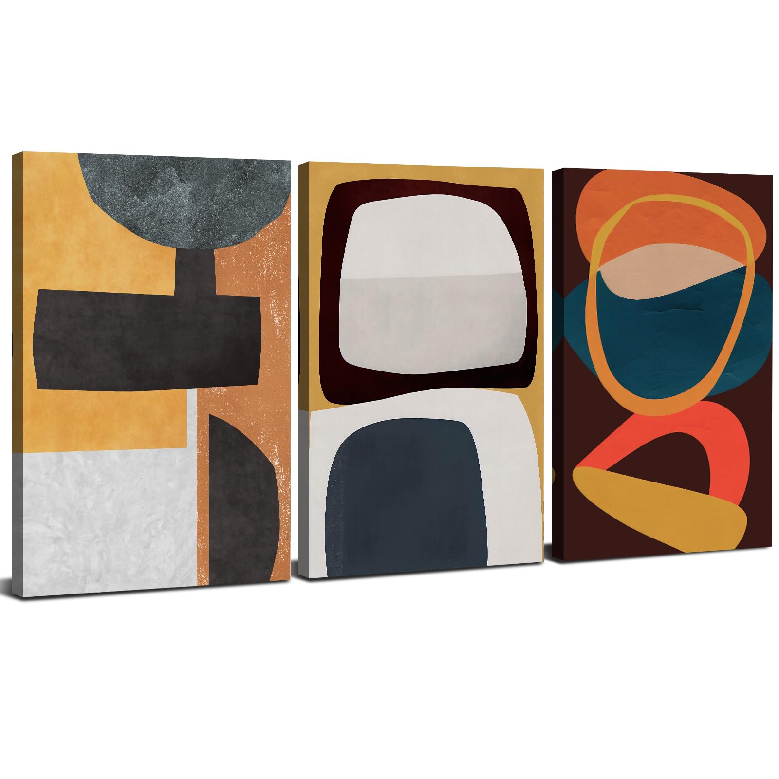 Abstract Wall Art for Living Room Geometric Boho Wall Decor Set of 3 Colorful Canvas Prints Wall Pictures Black and White Paintings Minimalist Artwork for Bedroom Office Home Decoration 30x40cm