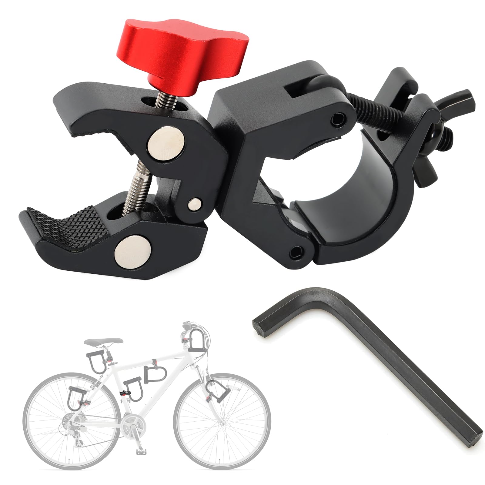 Axiniu U Lock Holder/Clamp for Kryptonite Heavy Duty Bike Lock - All Metal Securely Flashlight Holder Clip Mount for Bicycle Scooter Lights, No Rattle, Ultra Quiet Ride