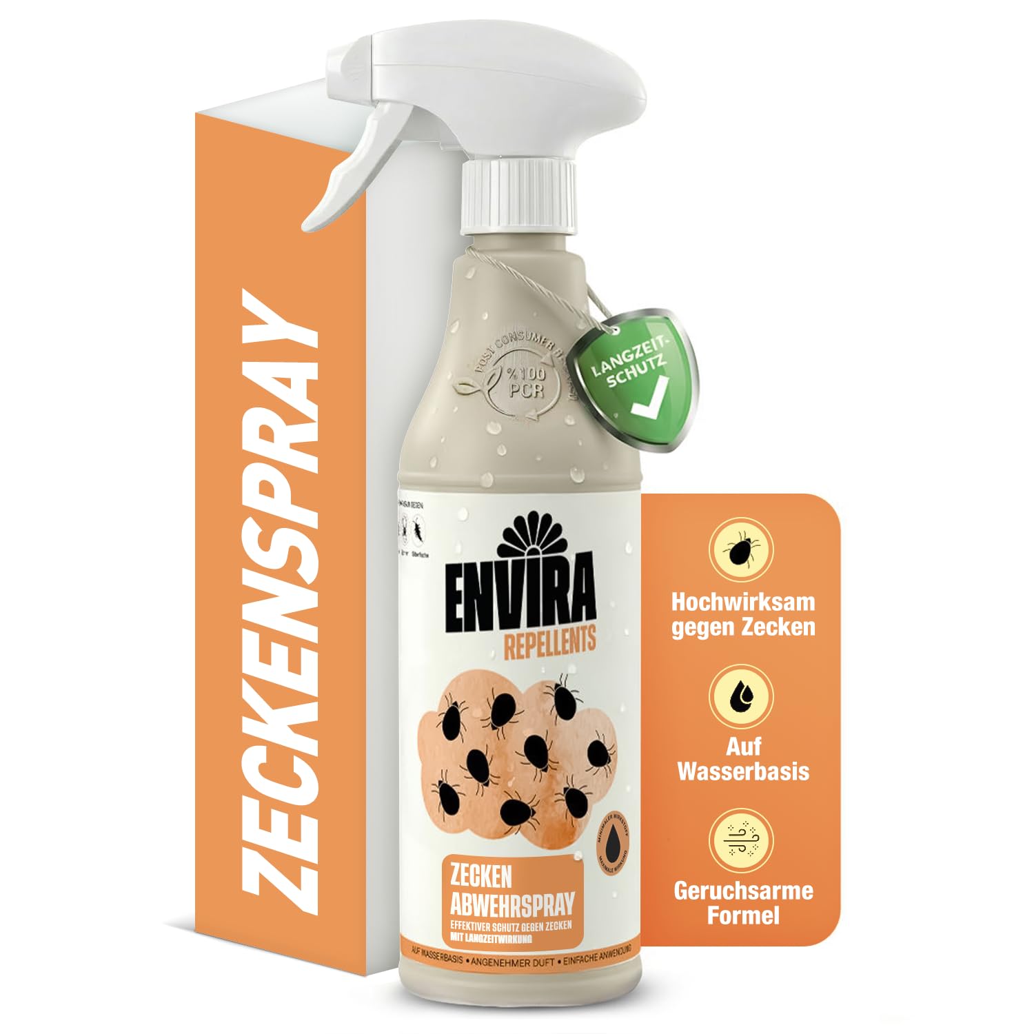 Envira Zecken Spray 500ml - Effektiver Zeckenschutz - Spray mit Langzeitwirkung zum fernhalten - Mittel gegen Zecken in der Wohnung - Effektives Zeckenmittel - hochwirksam