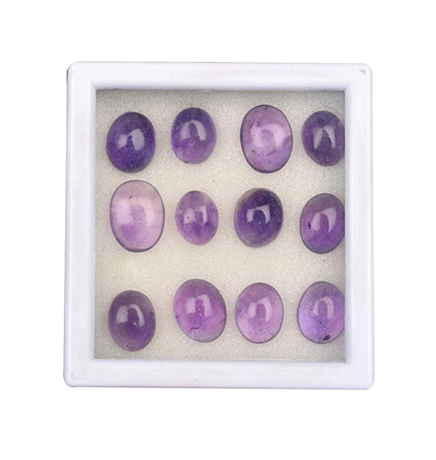 GEMHUBAAA++ Violet Amethyst Loose Gemstones Approx 80 to 100 Ct. Lot of 12 Pcs Natural Amethyst, Oval Cabochon Loose Stones for Jewelry, gemstone, gemstones lot