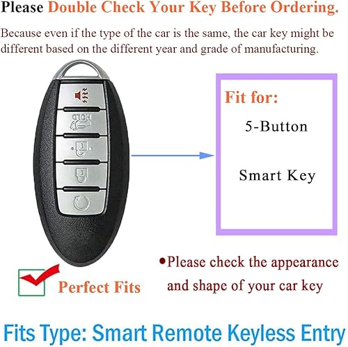 Miniatura 2 de SANRILY Funda de cuero para llavero de 5 botones para Nissan Maxima Altima Murano Pathfinder Rogue 2020, para Infiniti QX60 QX80 Q60 Q60 con control
