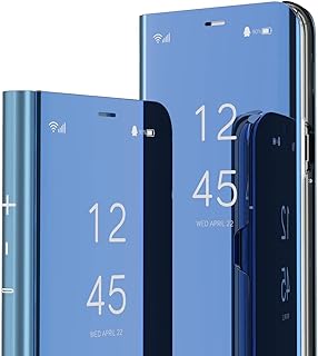 FanYuan Capa para Xiaomi Poco X4 Pro 5G, capa flip com revestimento espelhado com função hibernar/despertar, suporte dobrável, capa inteligente para celular Xiaomi Poco X4 Pro 5G. (azul)