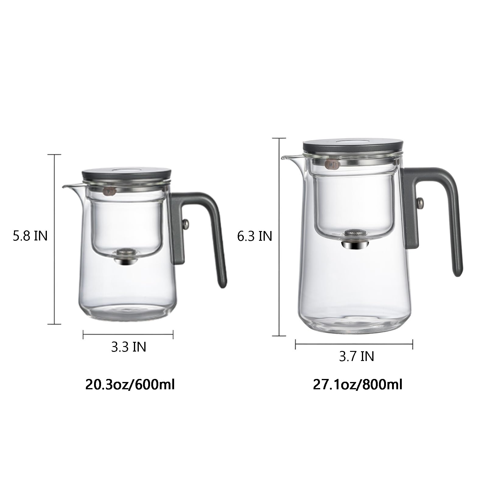 Enchanti Tea Pot - 800 ml/27.1 oz Magic Witchcraft Enchanted Glass Teapot with Long Spout, Strainer, Wooden Handle, Magnetic Water Separation Design, for Loose Leaf, Flower & Herbal Teas