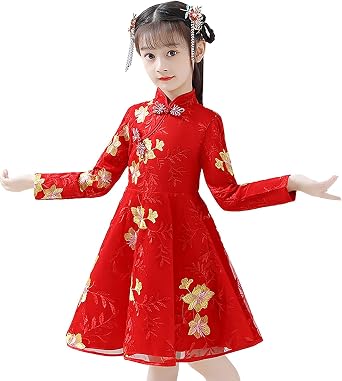 Toddler Kids Baby Girls Children Fairy Hanfu Dresses for Chinese Calendar New Year Dresses Sweaters for Kids Girls
