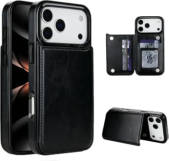 USRIXITECHCompatible with iPhone 17 Pro Max Wallet Case with Card Holder,Slim Wallet Phone Case,PU Leather Kickstand Card Slots Case and Shockproof for Women&Men 6.9 inchBlack