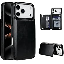 USRIXITECHCompatible with iPhone 17 Pro Max Wallet Case with Card Holder,Slim Wallet Phone Case,PU Leather Kickstand Card Slots Case and Shockproof for Women&Men 6.9 inchBlack