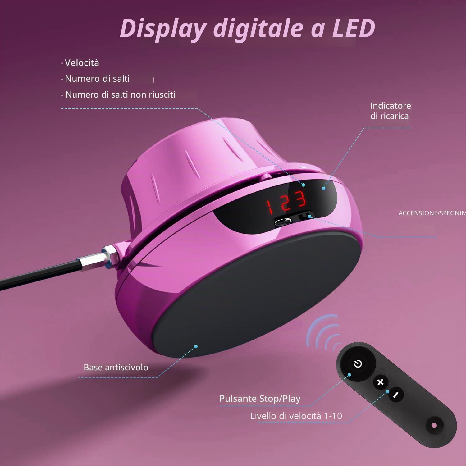 LEJIEYIN Corda da Salto Ricaricabile Corda da Salto Allenamento con Multi Utenti insieme Livello di Velocità Regolabile da 1 a 10 con Controllo Remoto Macchina Salta Corda Contatore Adatto per