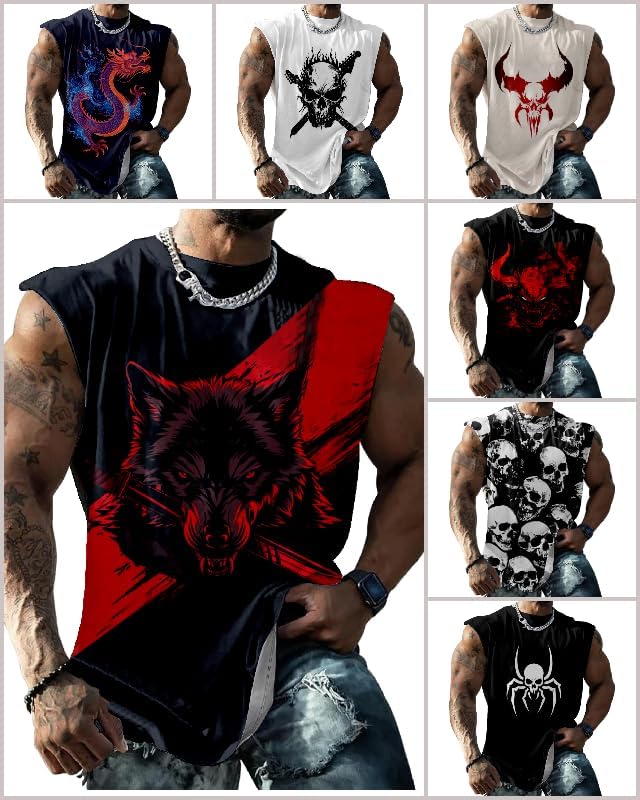 MARSVOVO Tank Top Men Sleeveless T Shirts Fashion 3D Graphic Soft Crewneck Summer Gym Muscle Sports Fitness Quick Dry - Image 4