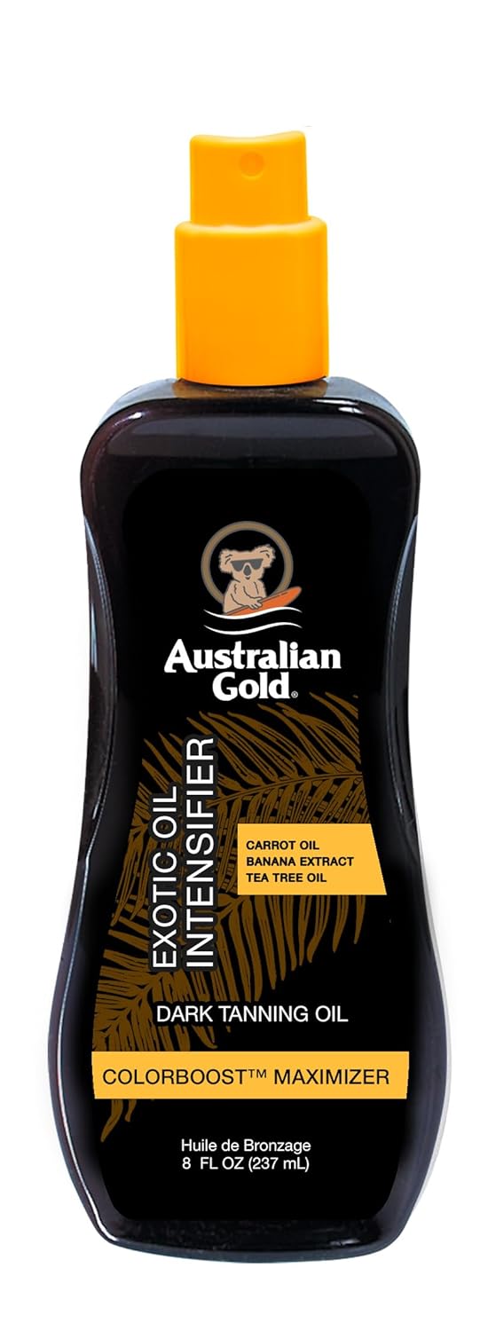Australian Gold Dark Tanning Exotic Oil with Carrot Extract - 8oz for Deep Natural Tan & Moisturized Skin