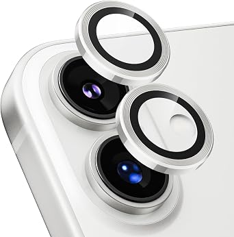 Camera Film for iPhone 17, Camera Cover, 9H Tempered Glass, Aluminum Alloy, iPhone 17 Camera, Anti-Scratch, Shockproof, High Transmittance, Black Edge, Overexposure Prevention, Ultra Thin, iPhone 17 Lens Cover, Protector, White