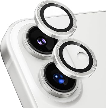 Camera Film for iPhone 17, Camera Cover, 9H Tempered Glass, Aluminum Alloy, iPhone 17 Camera, Anti-Scratch, Shockproof, High Transmittance, Black Edge, Overexposure Prevention, Ultra Thin, iPhone 17 Lens Cover, Protector, White