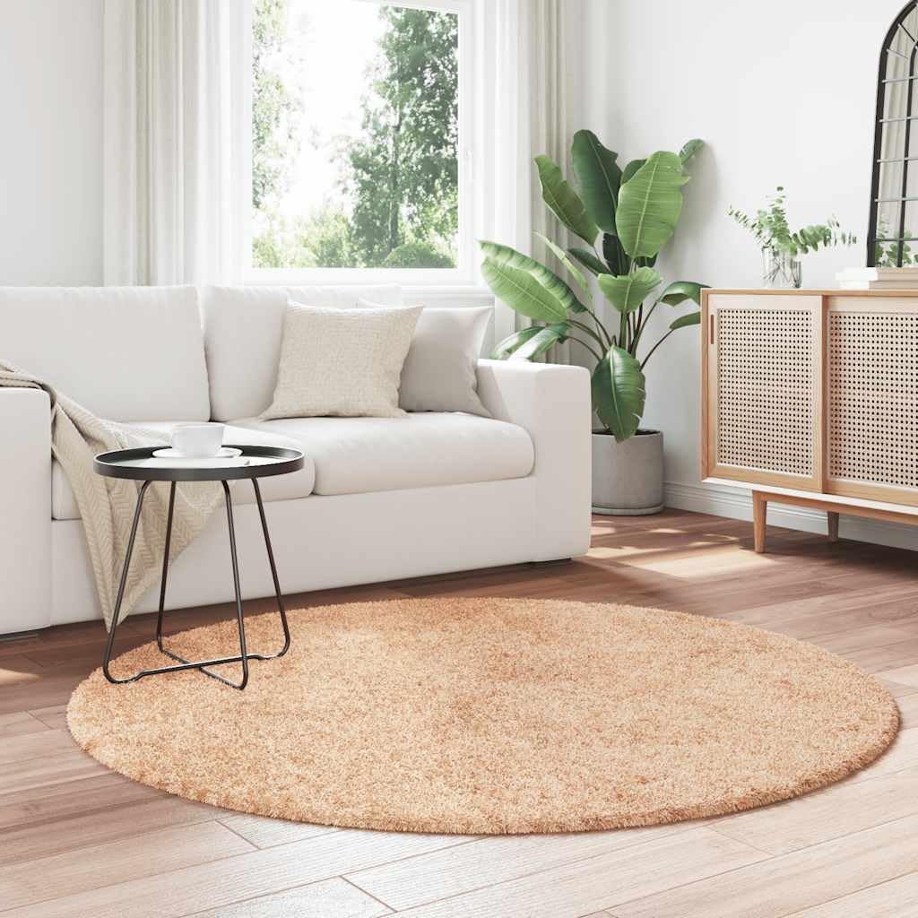 Solivagant Tappeto Shaggy a Pelo Lungo NAVARRA Beige 160x160 cm Poliestere,Beige,1.43kg