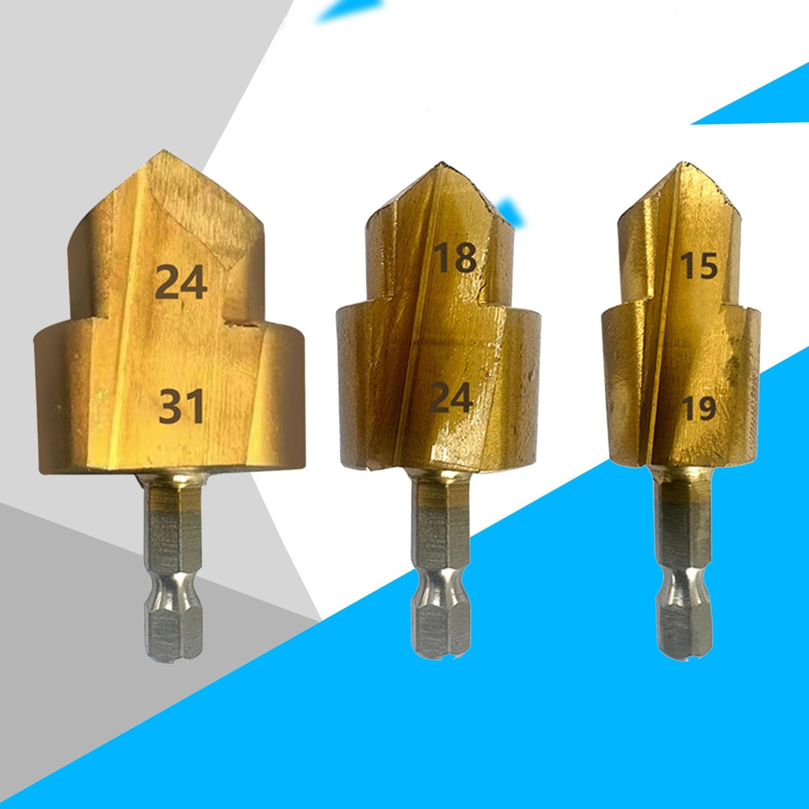 perfk 2x Paquete de 3 Piezas de Taladro Escalonado de Elevación Ppr, Herramientas Prácticas de Plomería para Herramientas Eléctricas, Vástago Hexagonal