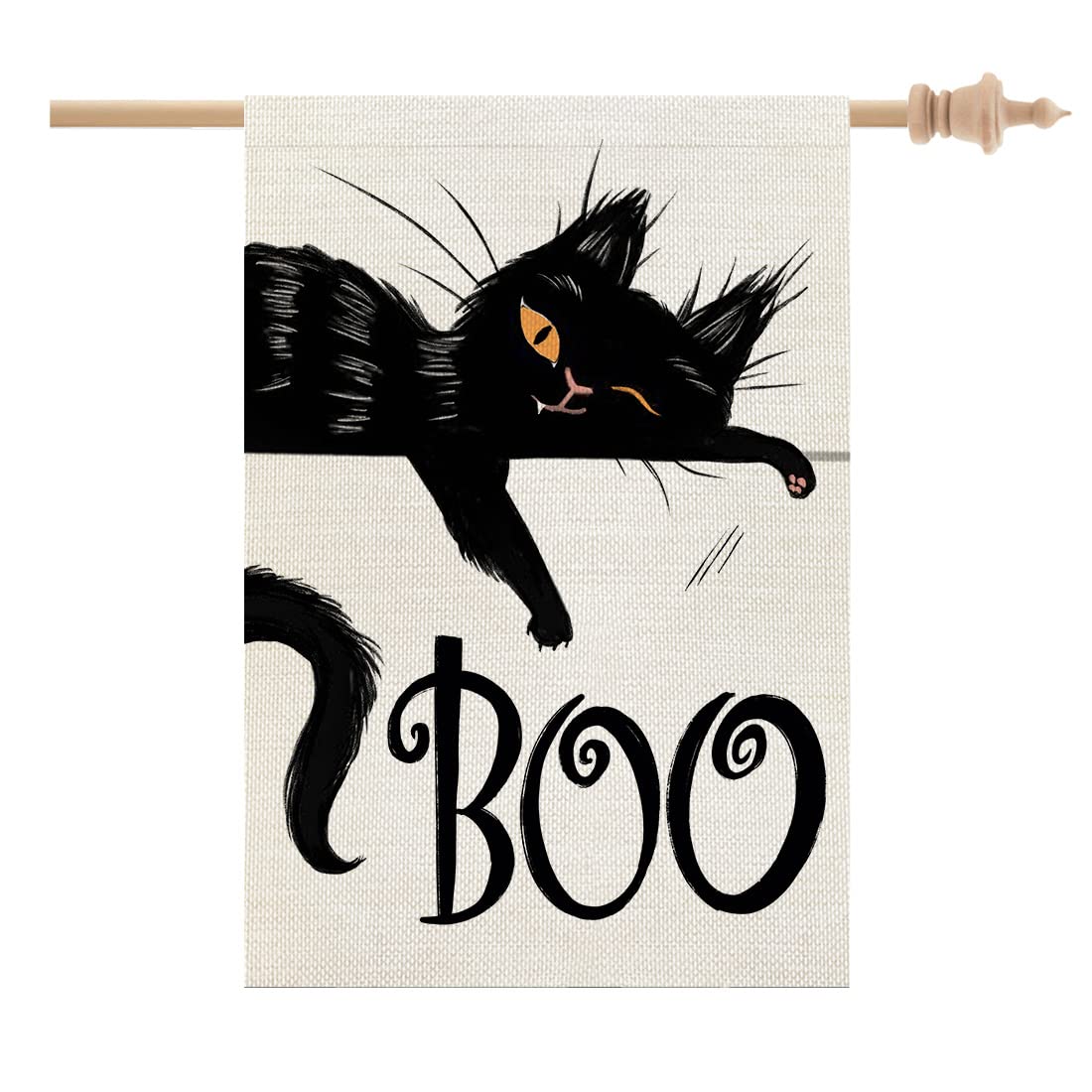 CROWNED BEAUTYHalloween Boo Black Cat House Flag Double Sided Vertical 28X40 Inch Spooky Rustic Farmhouse Decor for Seasonal Holiday Yard CF294-40