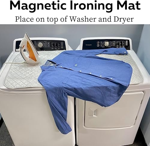 Miniatura 3 de Evelots Alfombrilla de planchar para la parte superior de la lavadora, secadora, mesa, reemplazo de tabla de hierro portátil, 8 imanes fuertes,